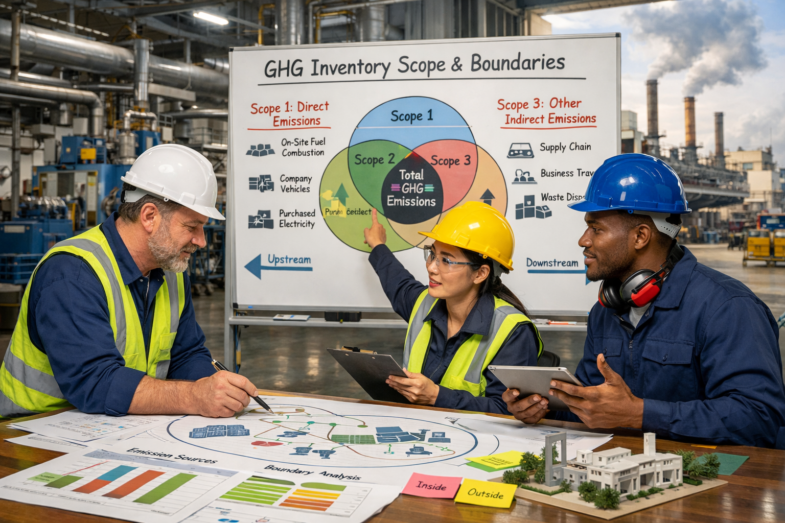 ISO 14064-1 requires a factory to measure or calculate emissions using consistent, transparent methodologies.