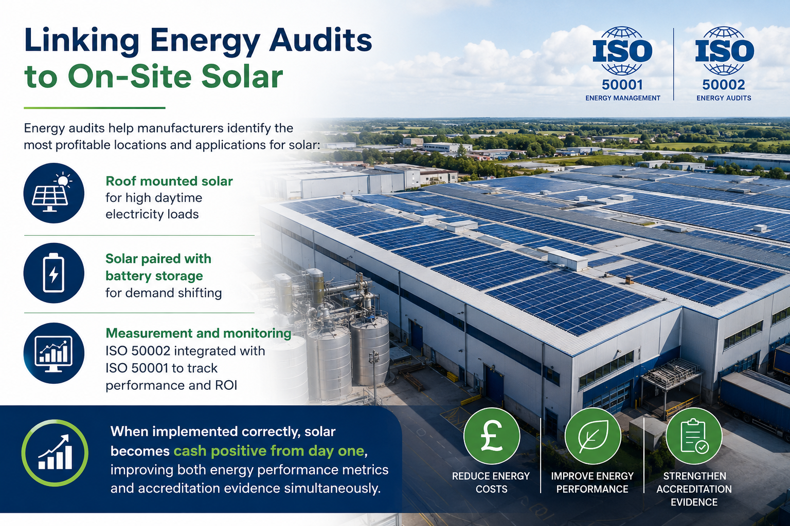 When implemented correctly, onsite solar becomes cash positive from day one, improving both energy performance metrics and accreditation evidence simultaneously.