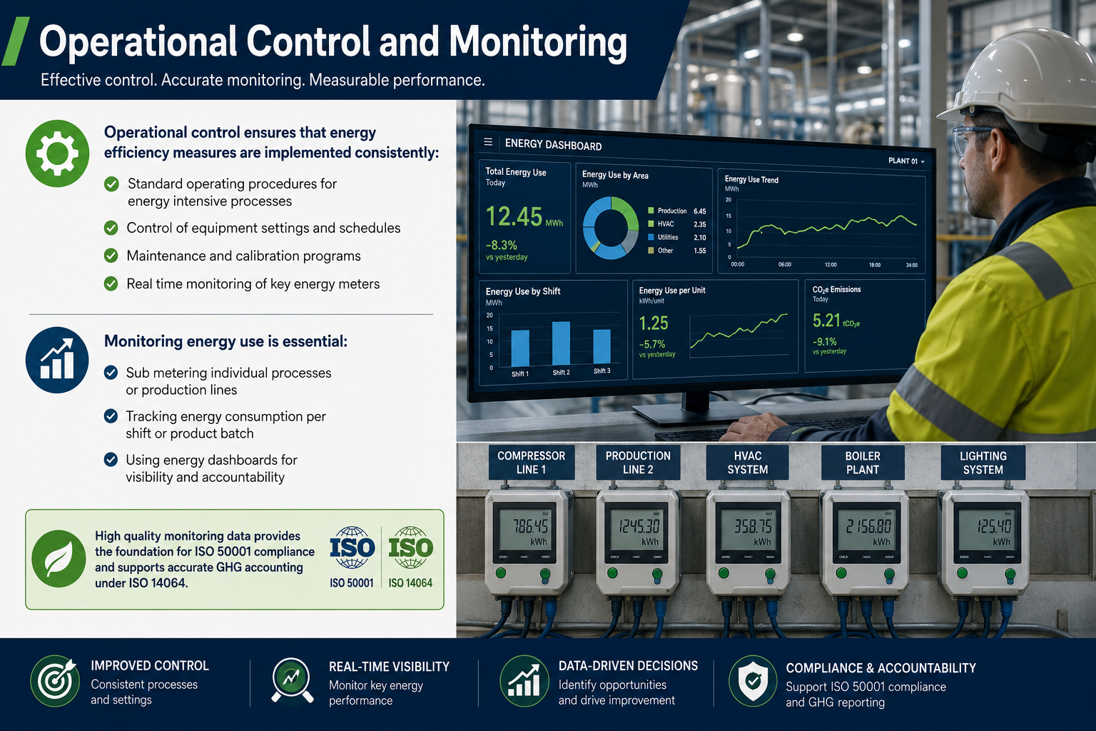 High quality monitoring data - through operational control - provides the foundation for ISO 50001 compliance
