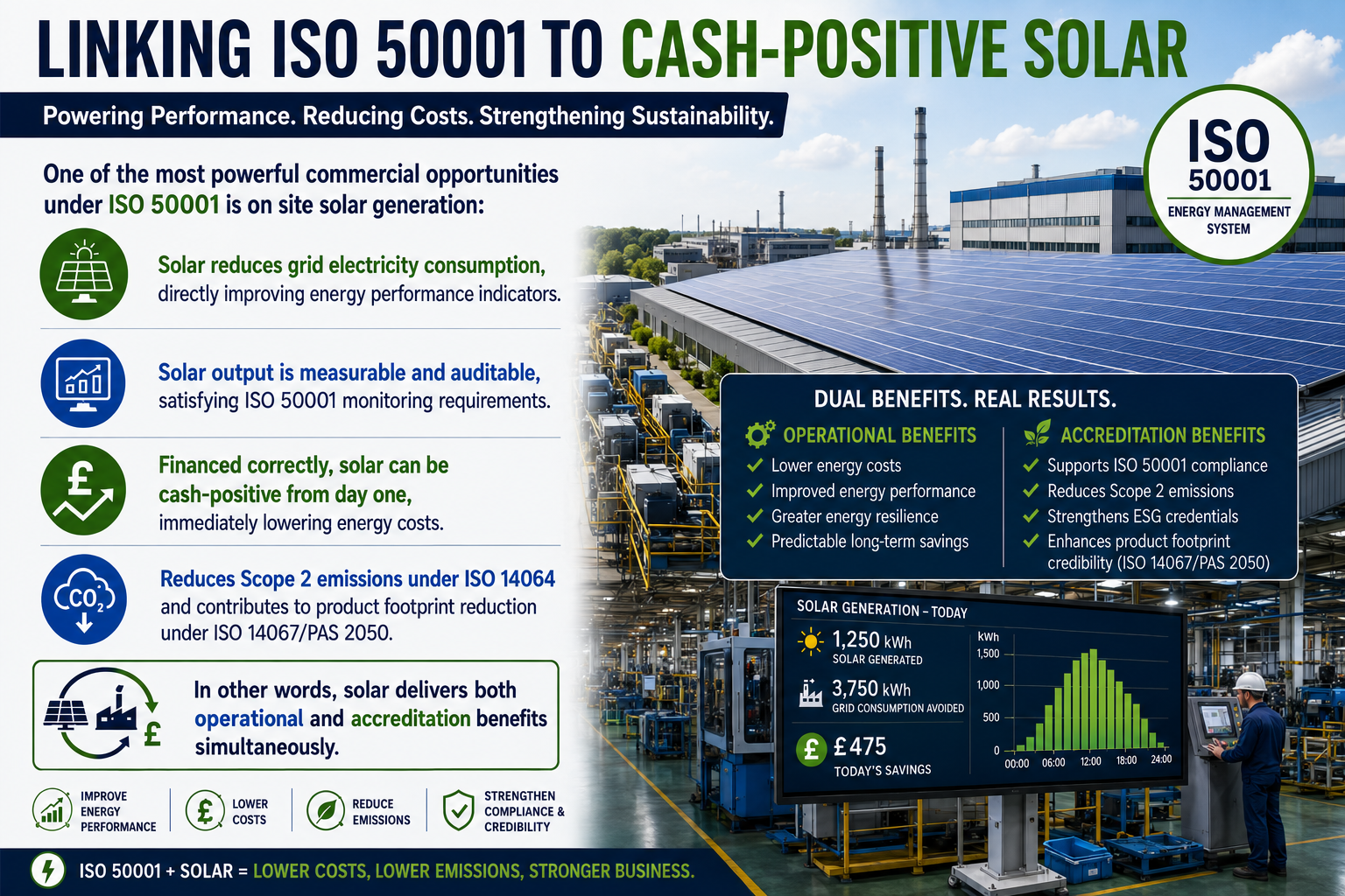 This integration reduces duplication, strengthens audit readiness, and increases the commercial value of energy initiatives for manufacturers
