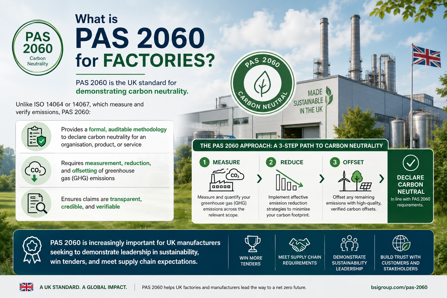 For manufacturers and engineers, achieving PAS 2060 carbon neutrality status delivers multiple advantages, such as market differentiation.