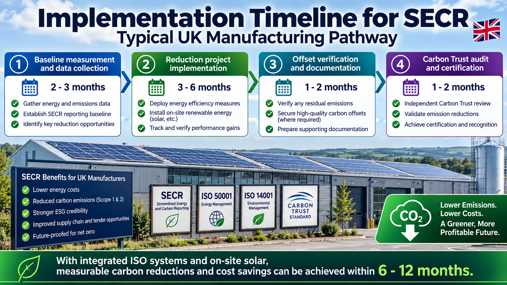 The timeline for manufactures and engineers when implementing the Streamlined Energy and Carbon Reporting (SECR) framework