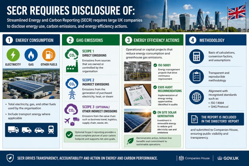 The Streamlined Energy and Carbon Reporting - SECR - framework requires manufacturers and engineers to disclose this data.