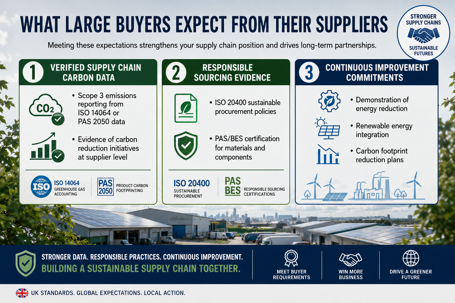 Large buyers, retailers, and government agencies often demand verified supply chain carbon credentials as part of tender requirements